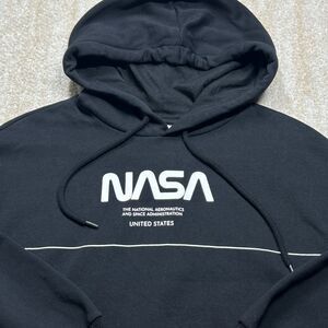 H&M‎ Nasa / Space Hoodie Unisex S Black Crew Neck Long Sleeve Cotton Polyester